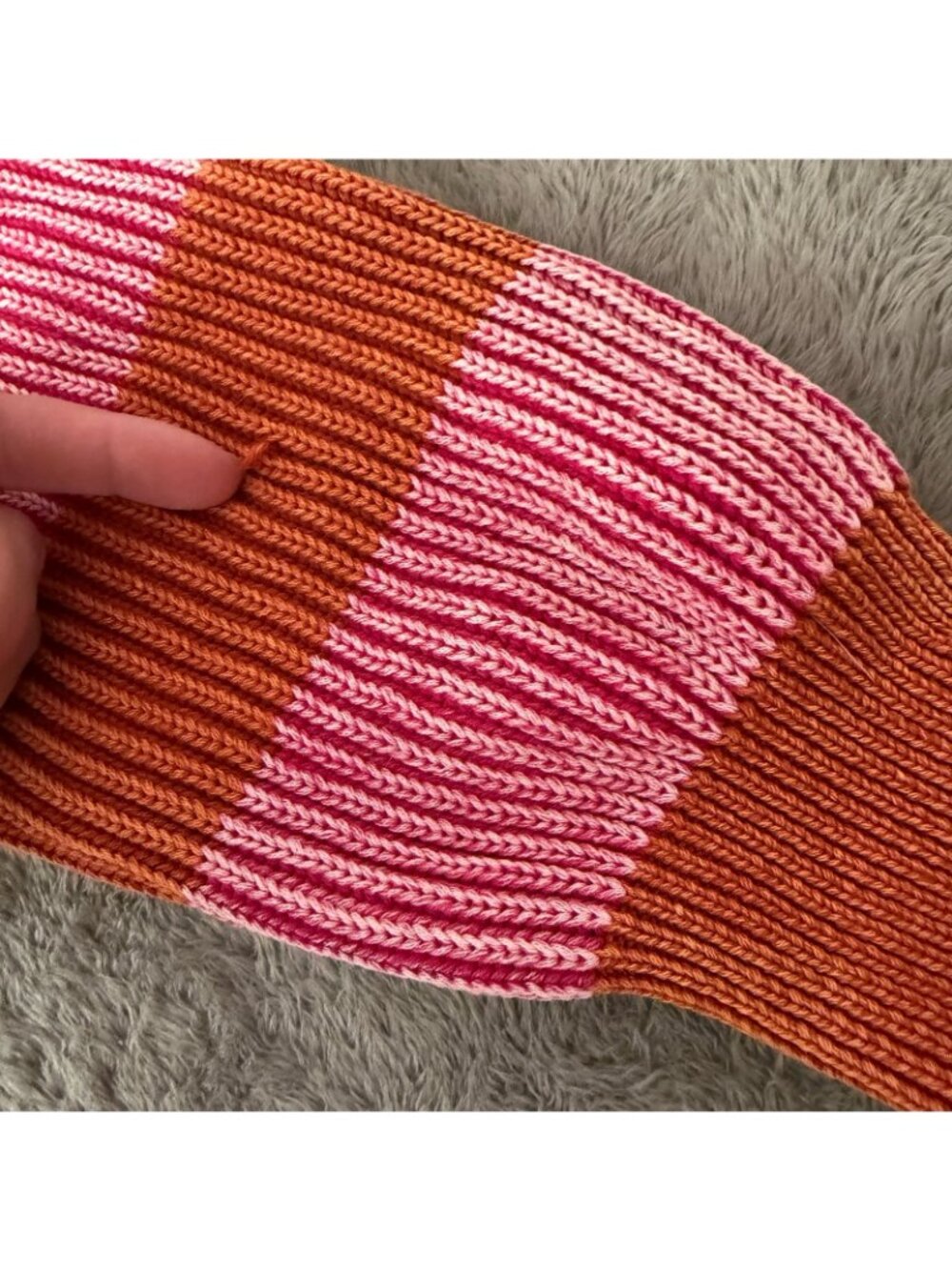 Free People Just My Striped Knit Cropped Oversized Sweater MEDIUM Pink Orange - Picture 2 of 6